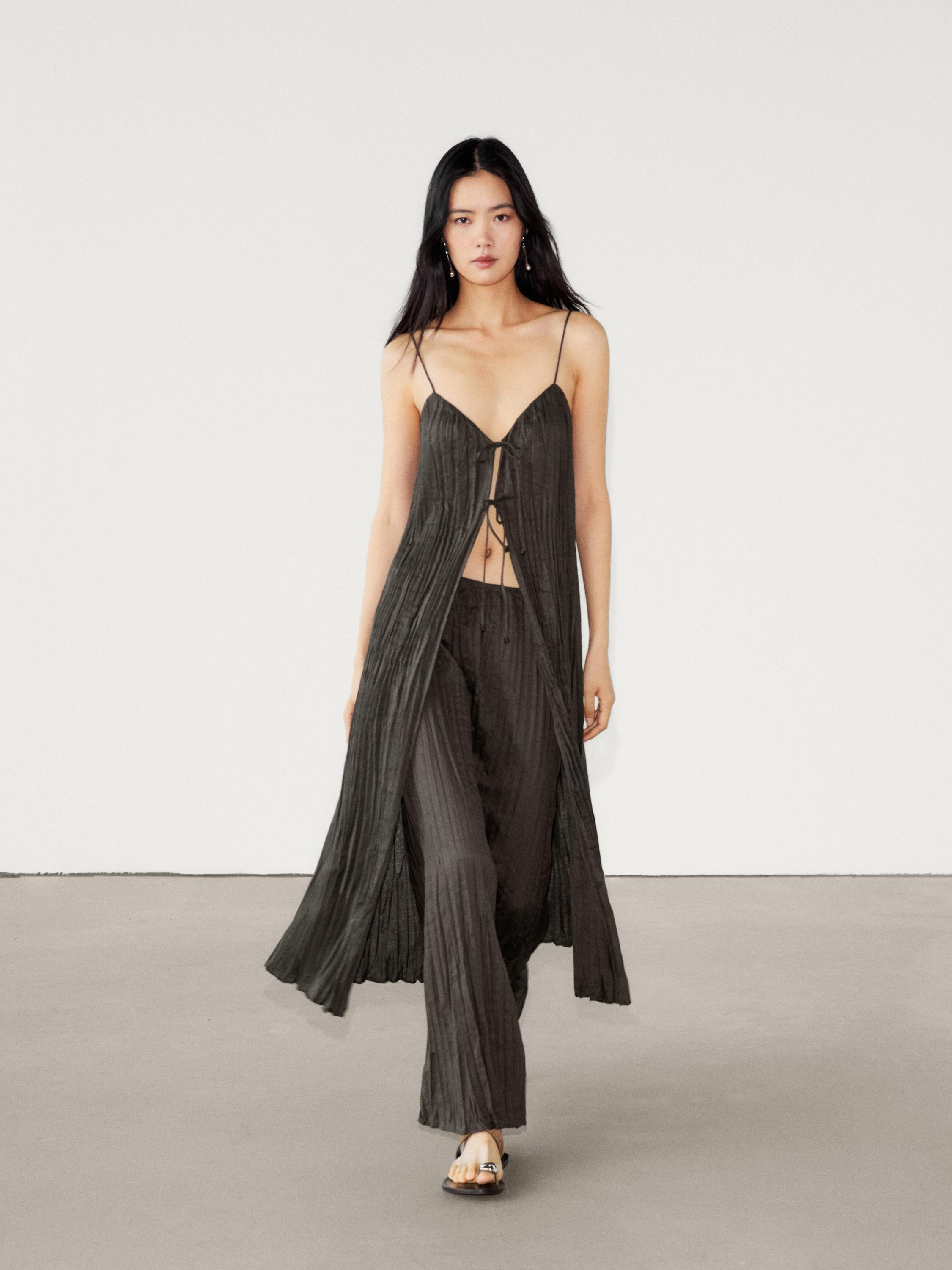 Long pleated skirt Massimo Dutti