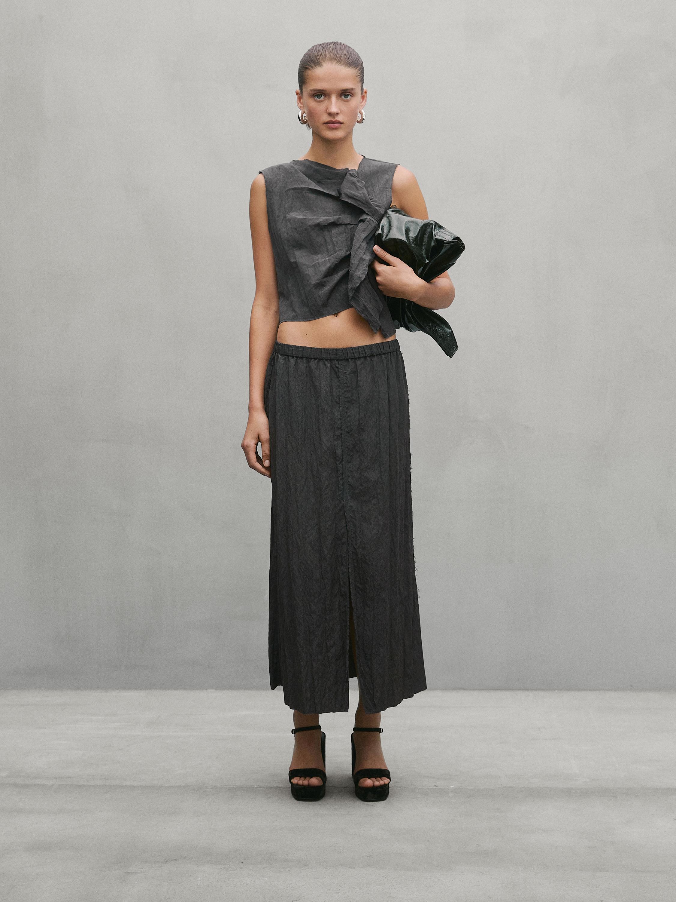 Long cupro blend co-ord skirt - Studio Massimo Dutti