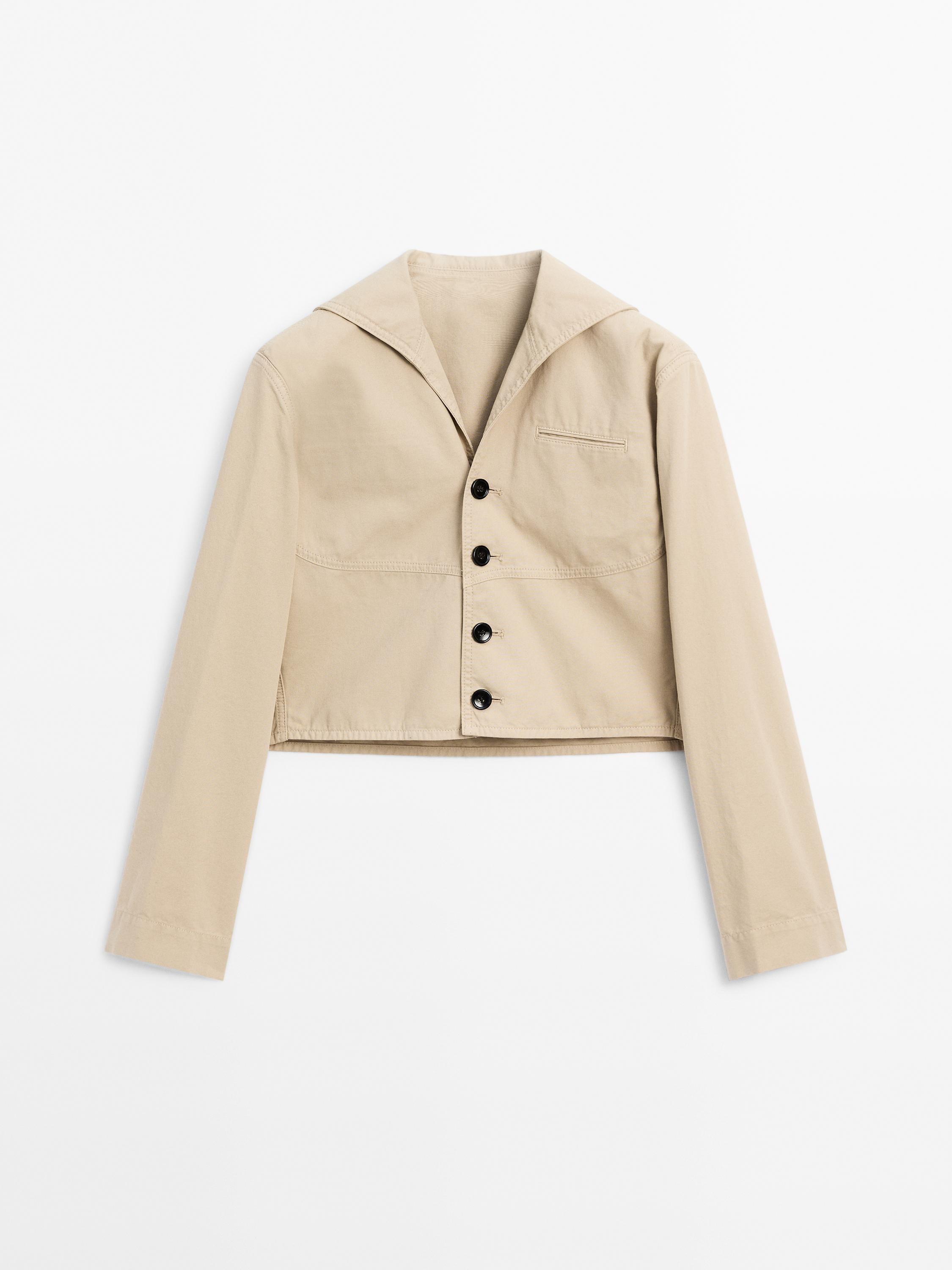 Short cotton jacket with sailor collar Massimo Dutti