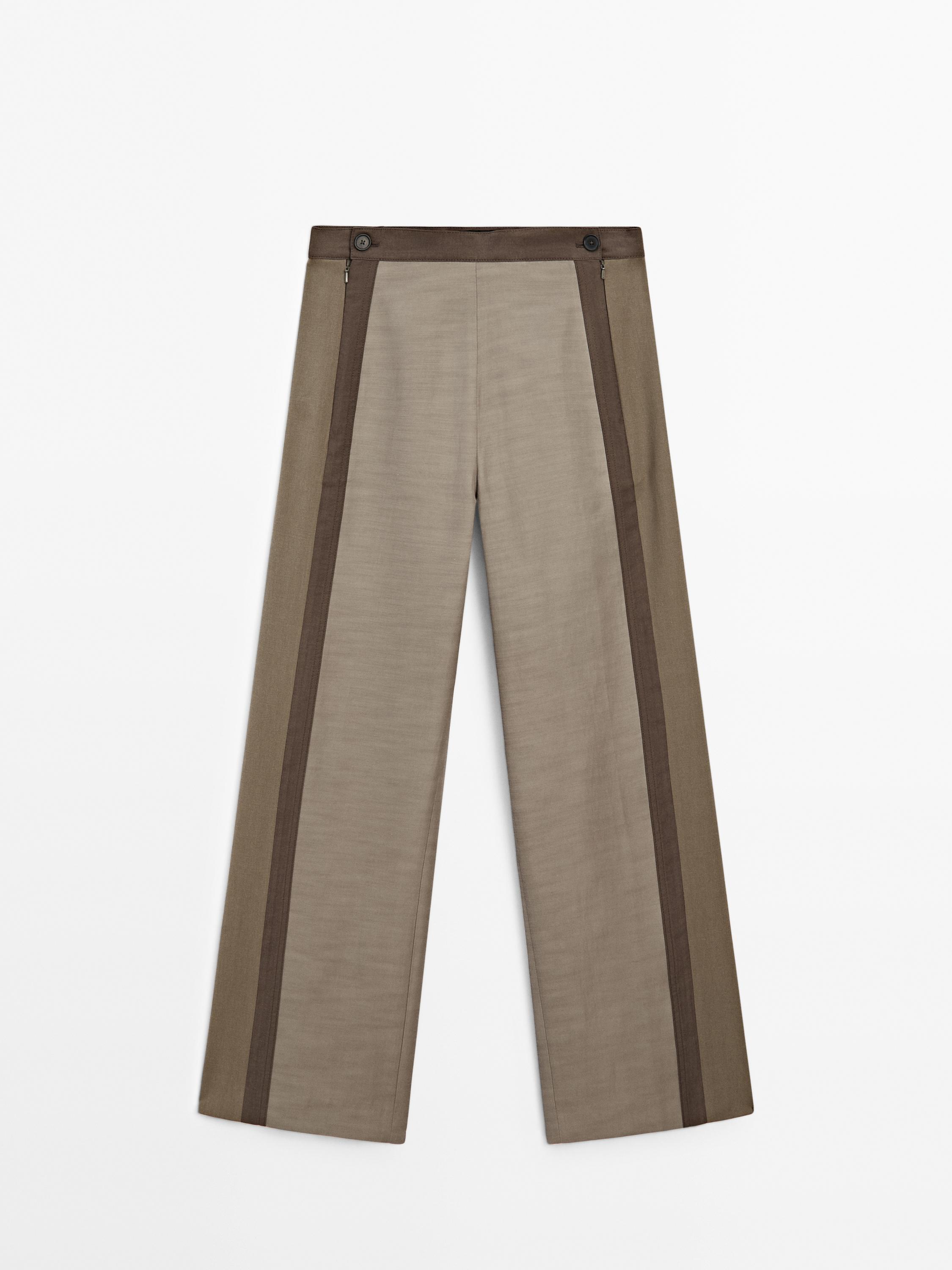 Straight-leg trousers with fastening detail Massimo Dutti