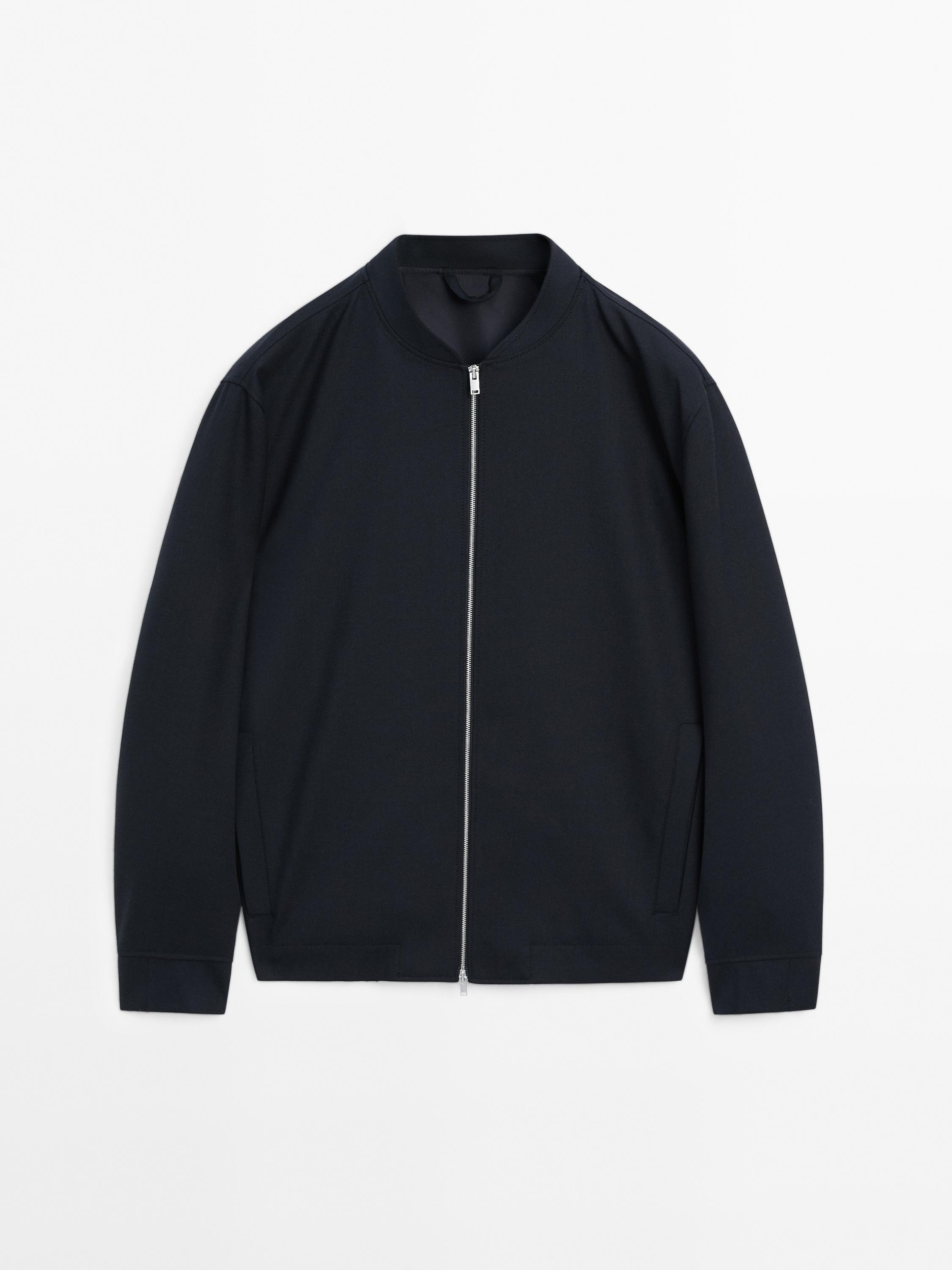 Twill wool blend bomber jacket Massimo Dutti