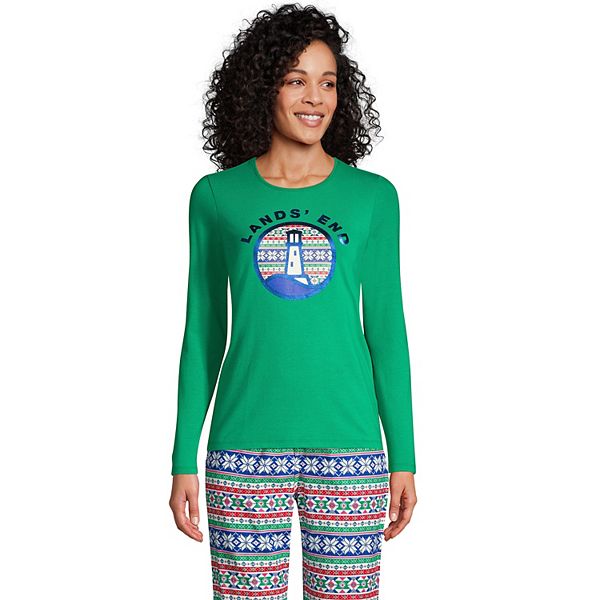 Petite Lands' End Winter Crewneck Long Sleeve Graphic Tee Lands' End