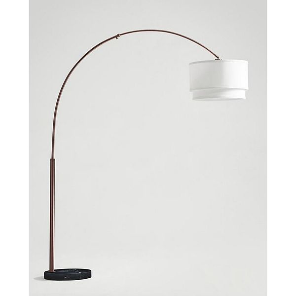 Brightech Mason Arc Floor Lamp with Hanging Drum Shade & LED Light Bulb, Bronze Brightech