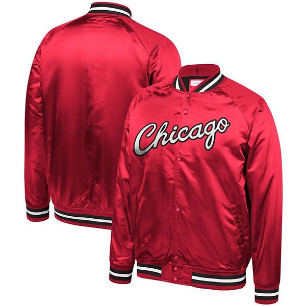 Мужская атласная красная куртка Mitchell & Ness Chicago Bulls Hardwood Classics с карманами и рифлеными манжетами Unbranded