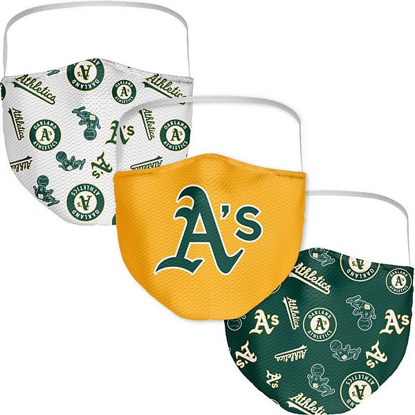 Набор из 3 защитных масок для лица с логотипом команды Oakland Athletics, 100% полиэстер Fanatics