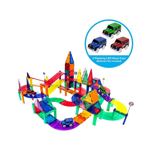 Picasso Tiles 128 PC Race Track, Magnetic Tiles, Magnetic Building Toys for Kids 3+ PicassoTiles