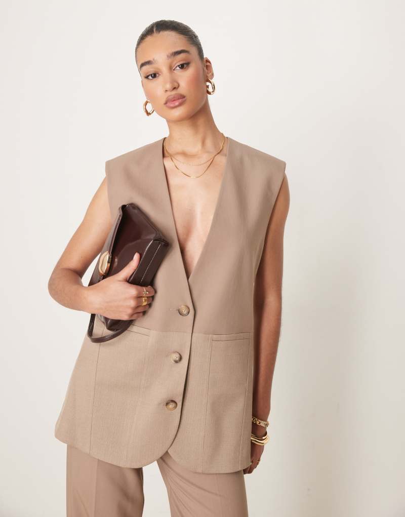 ASOS DESIGN oversized vest in mixed brown Asos Design