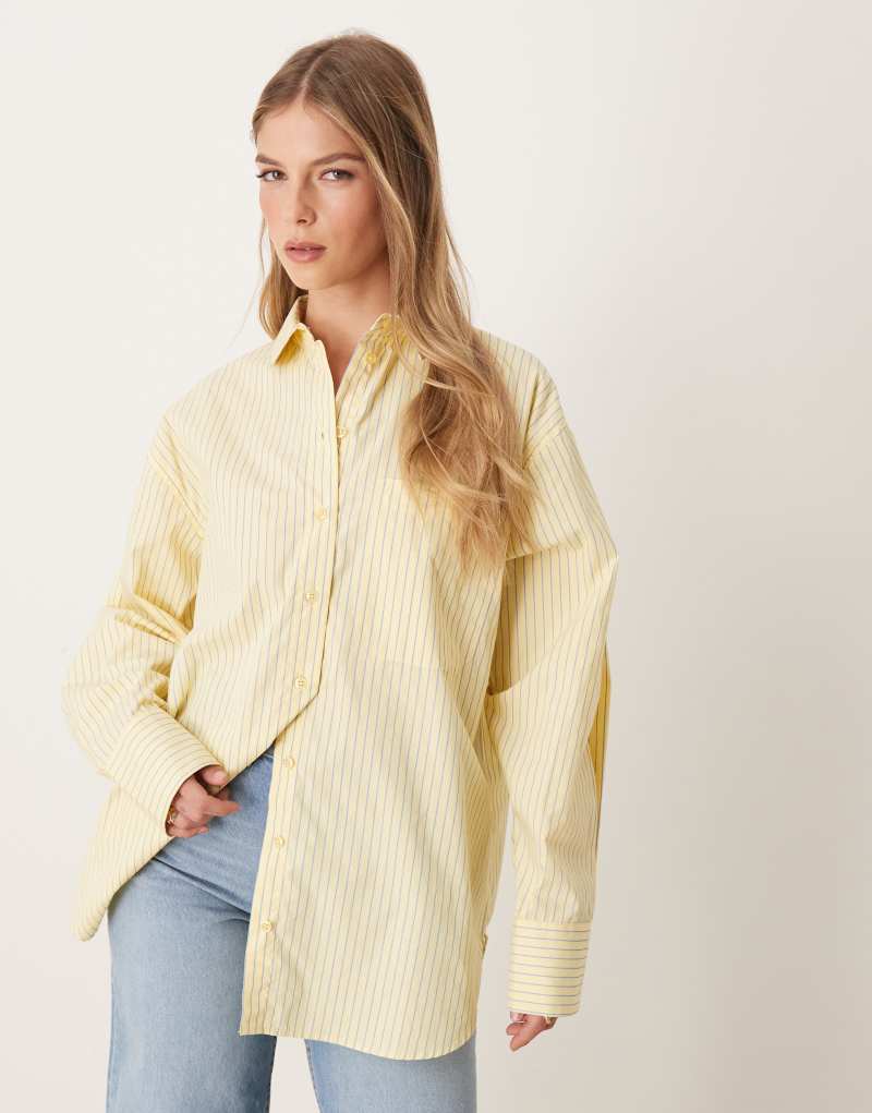 ASOS DESIGN oversized shirt in yellow stripe Asos Design