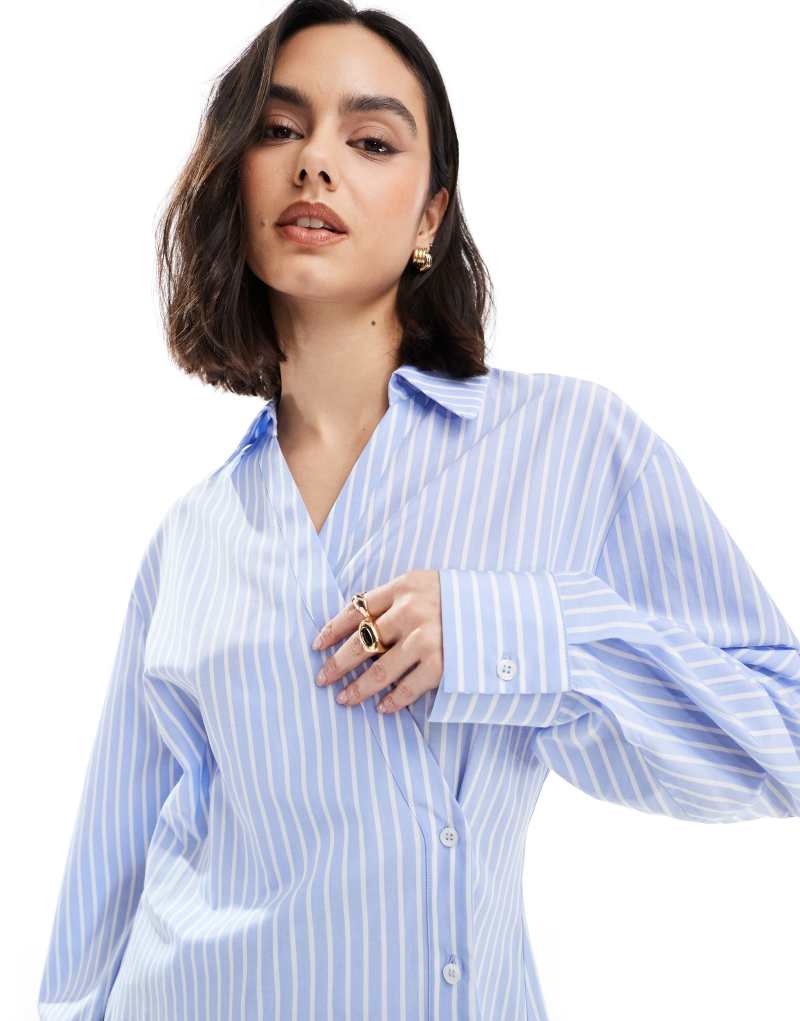 ASOS DESIGN wrap shirt with cocoon sleeve in stripe Asos Design