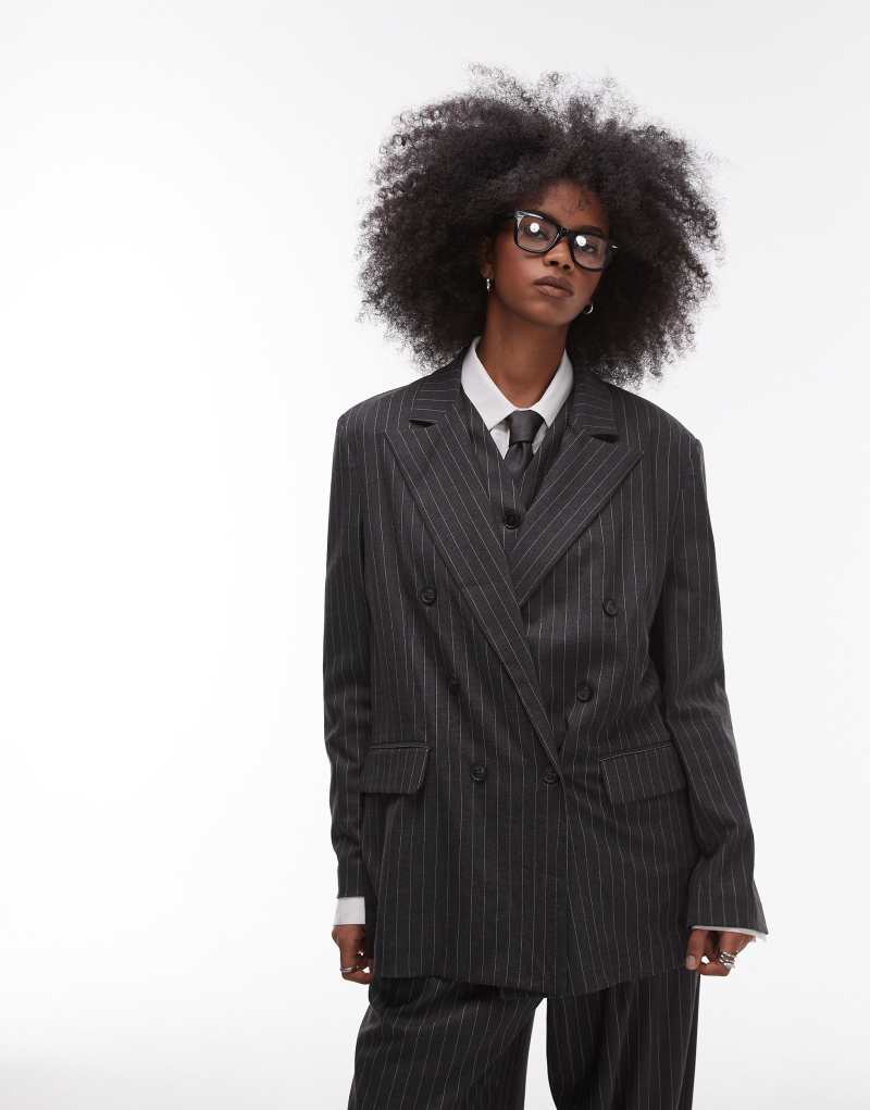 ASOS DESIGN tailored oversized mensy blazer in charcoal pinstripe Asos Design