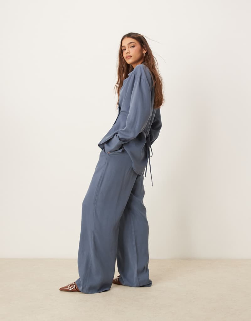 ASOS DESIGN wide leg dad pants in washed blue - part of a set Asos Design