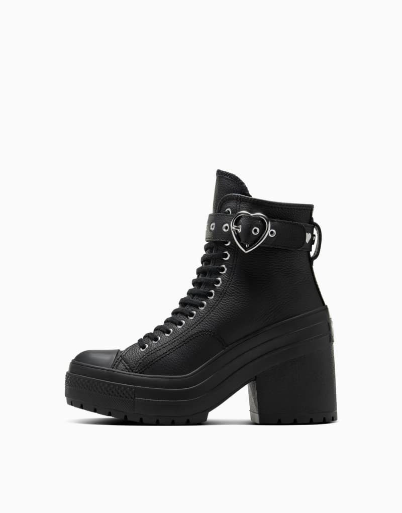 Converse Valentines Chuck 70 De Luxe Heeled Booties in black with heart detail Converse