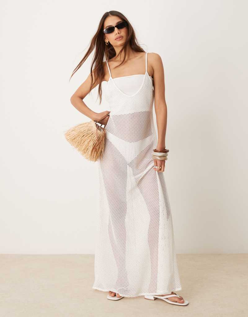 Free Society knit maxi beach dress in white Free Society