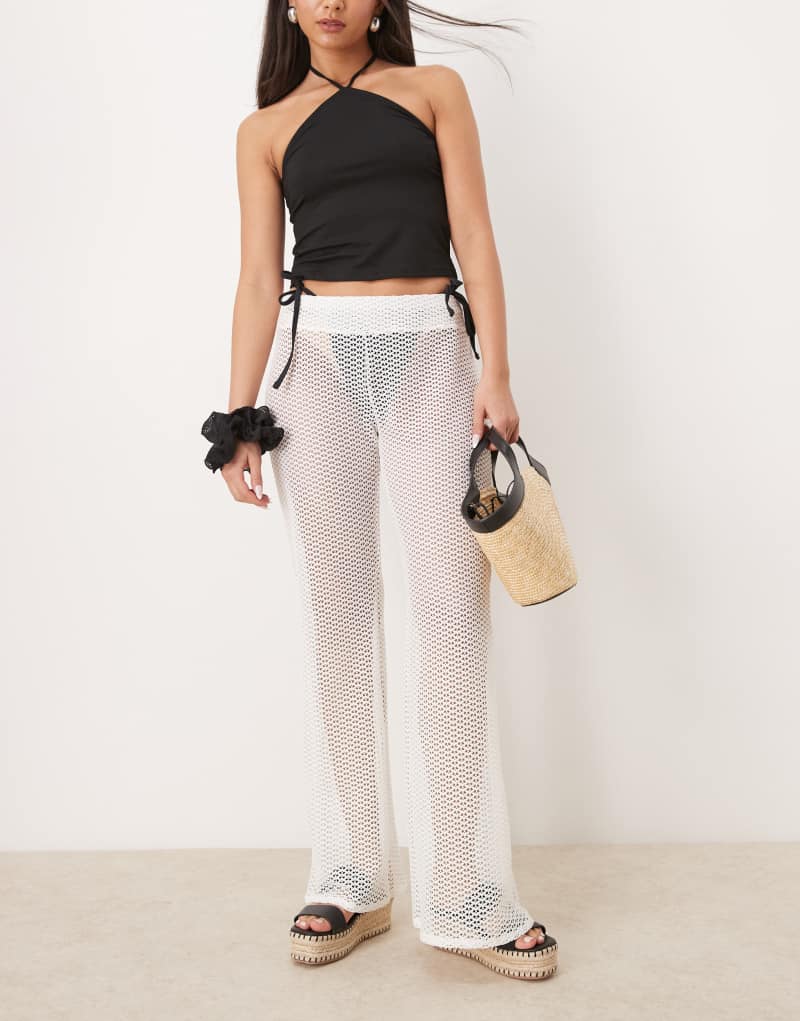 Free Society knit beach pants in white Free Society