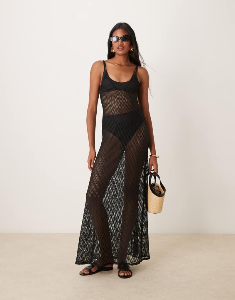 Free Society knit maxi beach dress in black Free Society