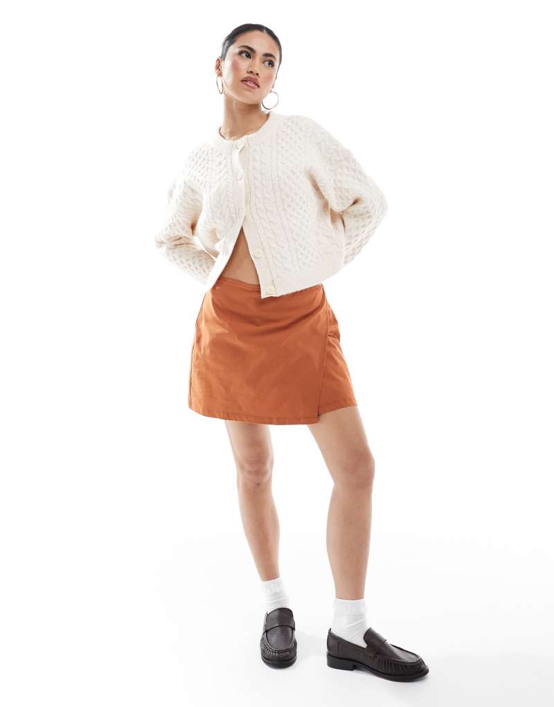 Miss Selfridge bengaline wrap mini skort in ginger Miss Selfridge