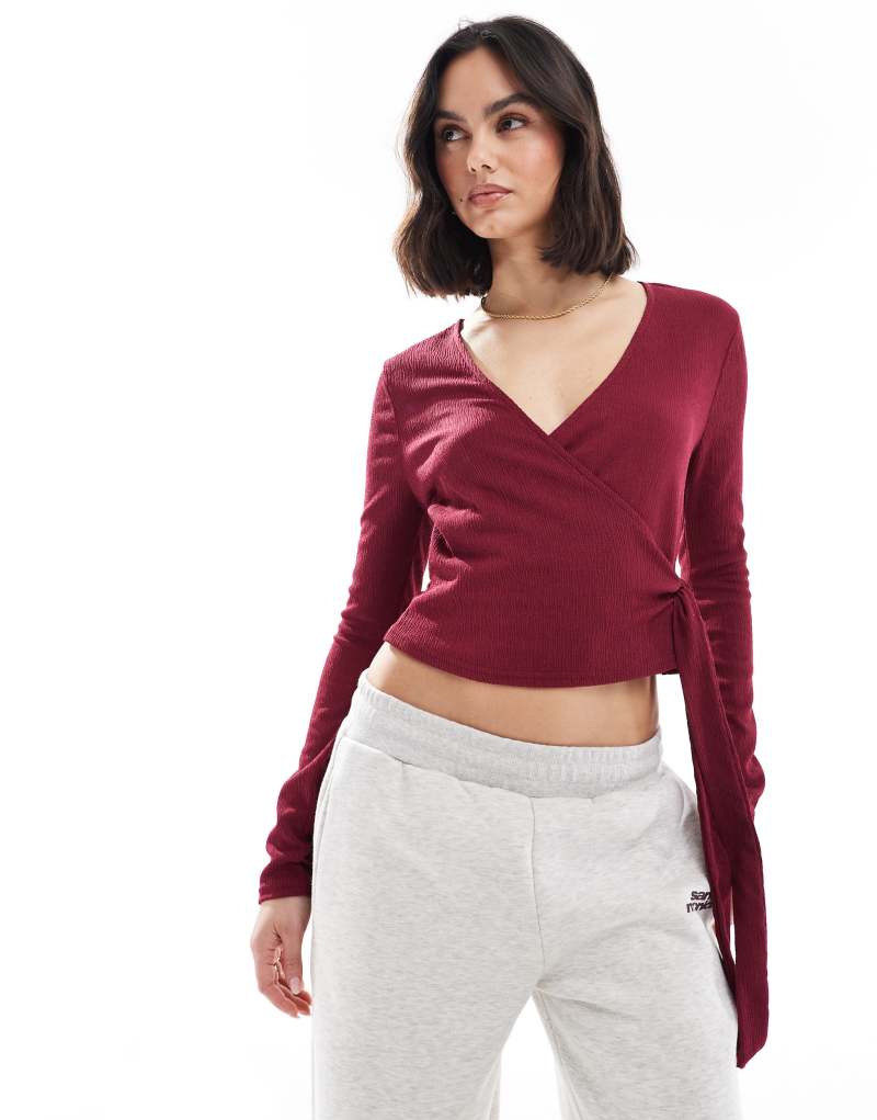 Miss Selfridge wrap top in cherry red Miss Selfridge