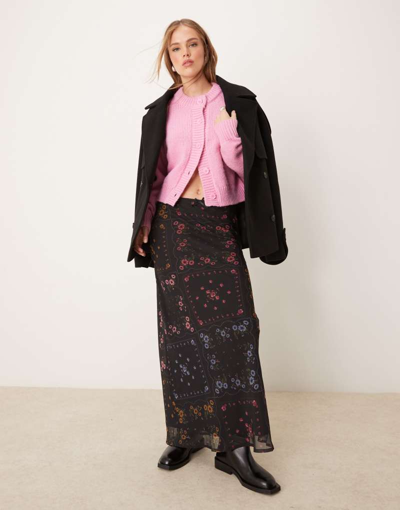 Miss Selfridge bias maxi skirt in floral print Miss Selfridge