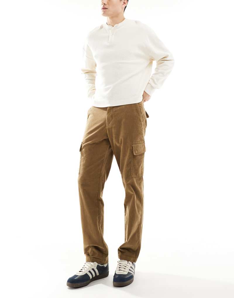 Scalpers modern corduroy cargo pants in caramel Scalpers