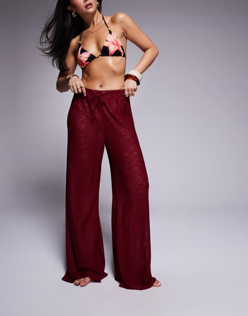 South Beach knit beach pants in burgundy South Beach