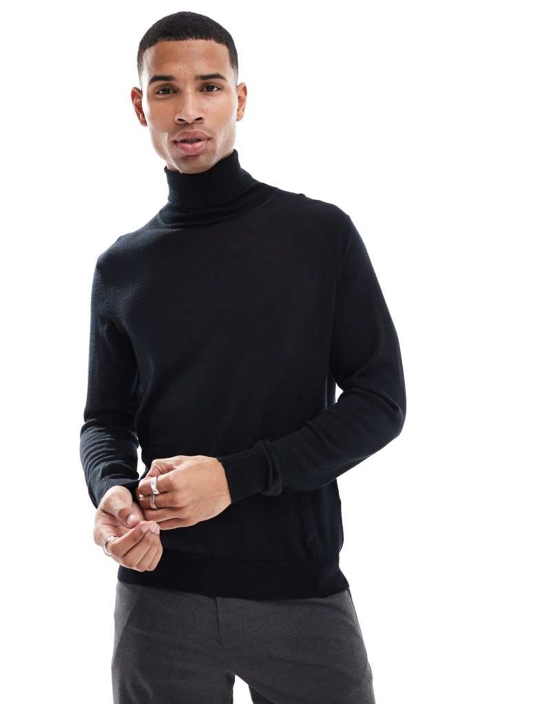 Scalpers roll neck sweater in black   Scalpers