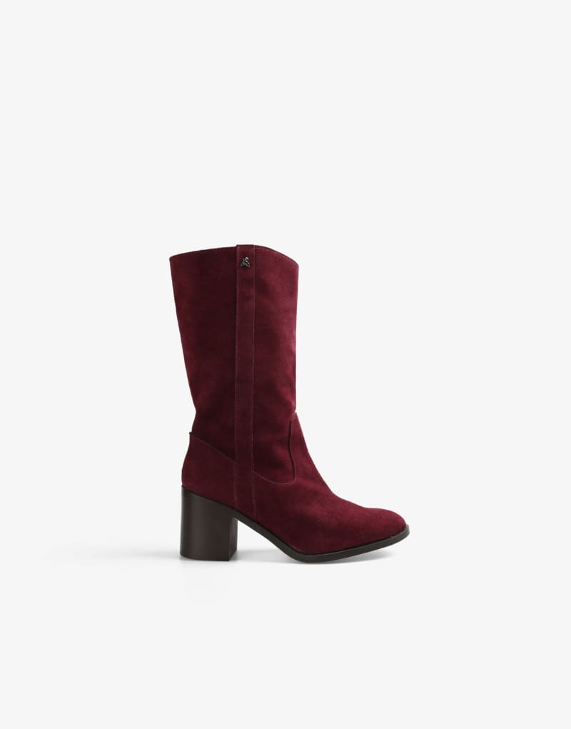 Scalpers Folk midi boots in burgundy Scalpers