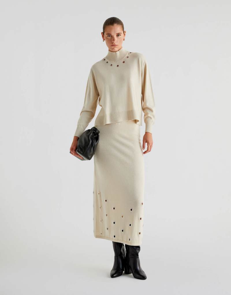 Scalpers eyelet knit skirt in ecru - part of a set Scalpers