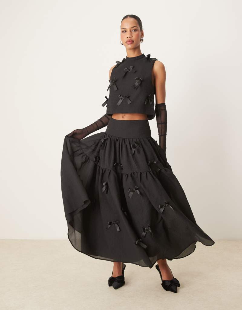 Sister Jane bow midi skirt in black - part of a set Sister jane