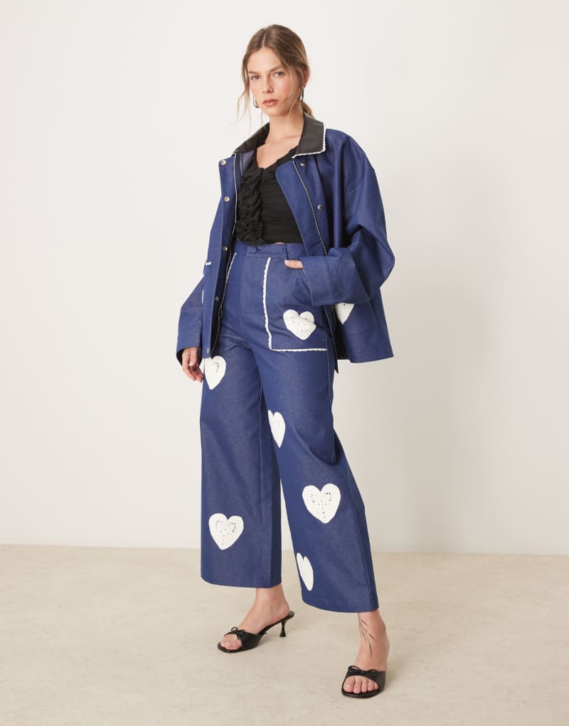 Sister Jane heart pants in denim blue Sister jane