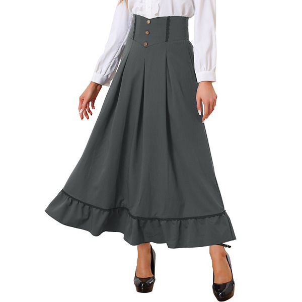 Maxi Skirt for Women's High Waist Vintage Swing Skirts Allegra K