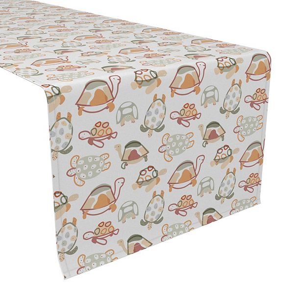 Table Runner, 100% Polyester, 14x108", Doodle Turtles Fabric Textile Products