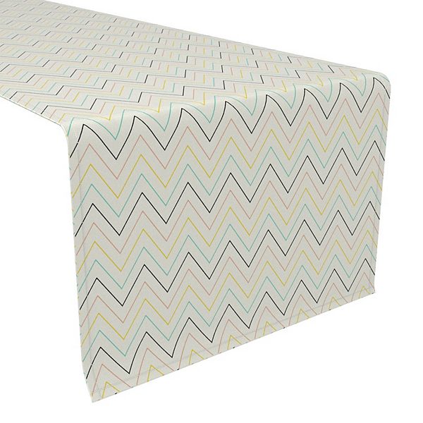 Table Runner, 100% Polyester, 14x108", Chevron Wave Fabric Textile Products