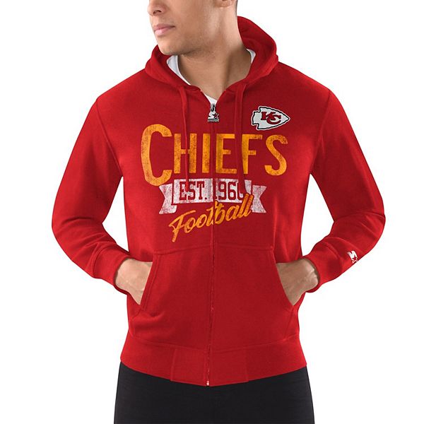 Мужское худи на молнии Starter в стиле Kansas City Chiefs, красное, из 60% хлопка и 40% полиэстера Starter