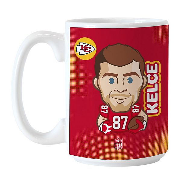 Кружка с карикатурным изображением игрока Трэвиса Келси, Kansas City Chiefs, 450 мл, керамическая с печатью Unbranded