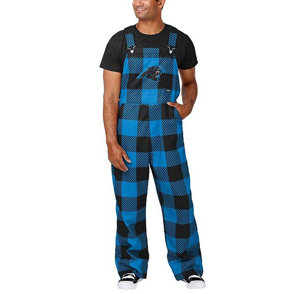 Men's FOCO  Blue Carolina Panthers Big Logo Plaid Overalls Unbranded