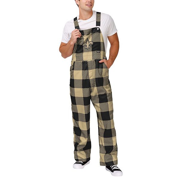 Men's FOCO  Black New Orleans Saints Big Logo Plaid Overalls Unbranded