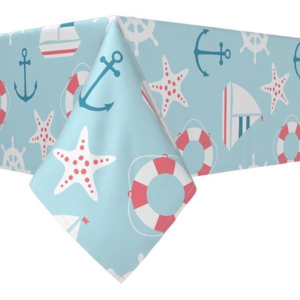 Rectangular Tablecloth, 100% Cotton, 52x120", Cartoon Nautical Adventure Fabric Textile Products