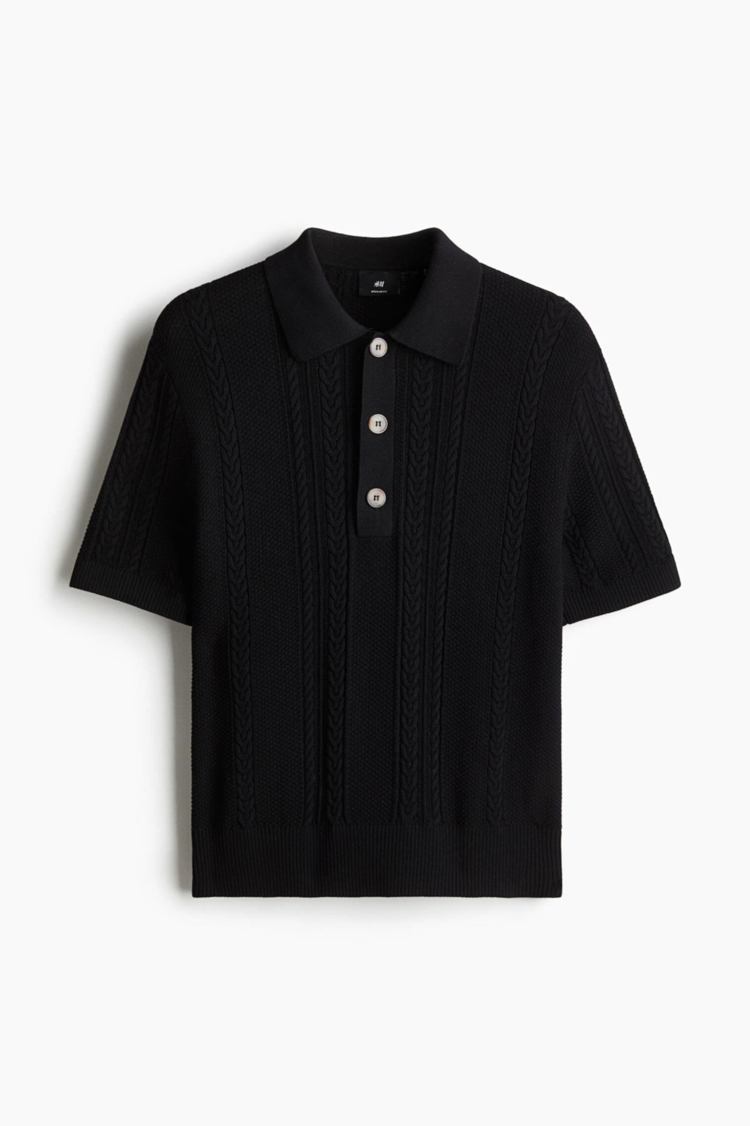 Regular-Fit Cable-Knit Polo Shirt H&M