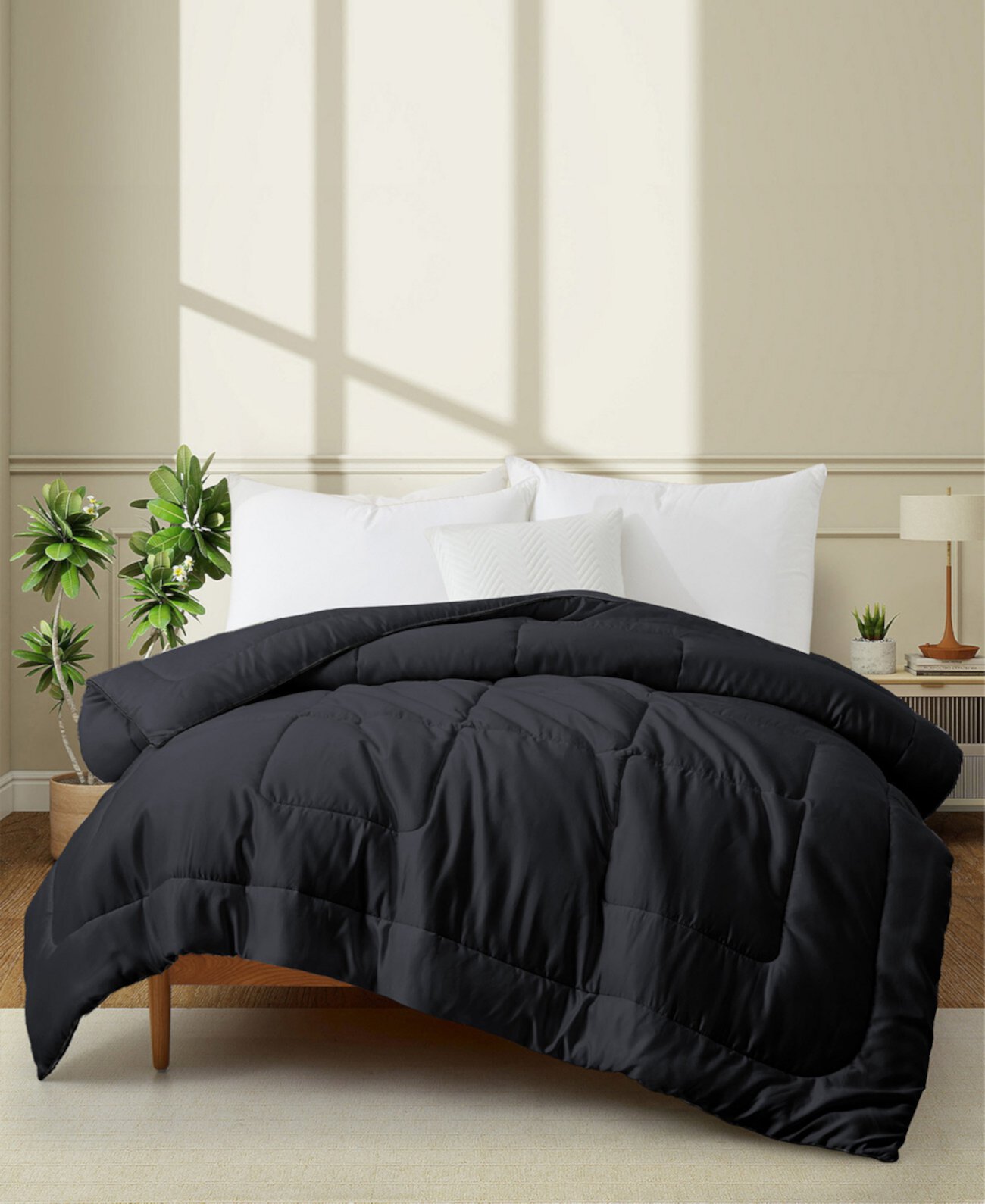 Silky Satin Down Alternative 3 Piece Comforter Set, King Unikome