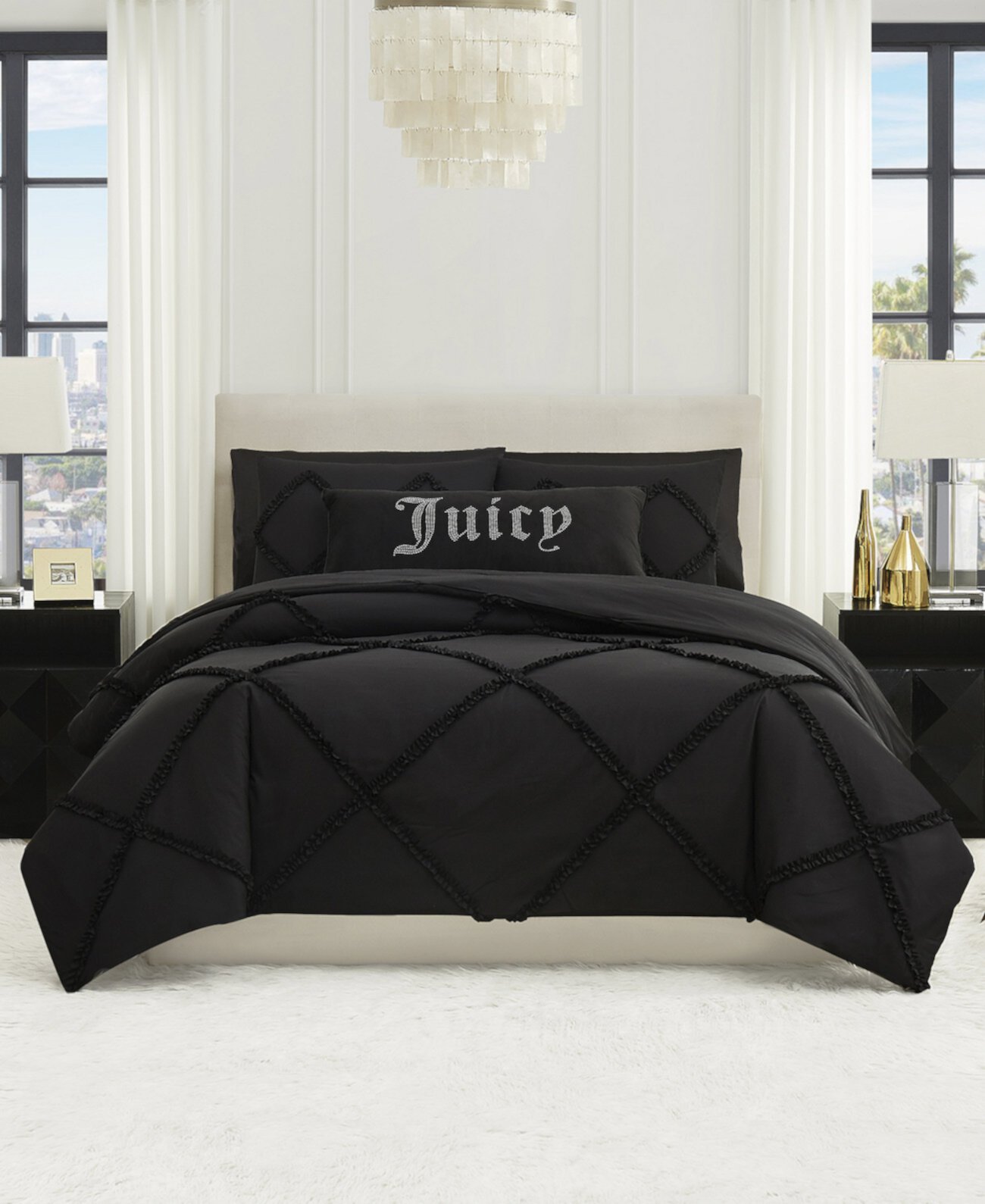 Diamond Ruffle 2 Piece Reversible Comforter Set, Twin/ Twin XL Juicy Couture