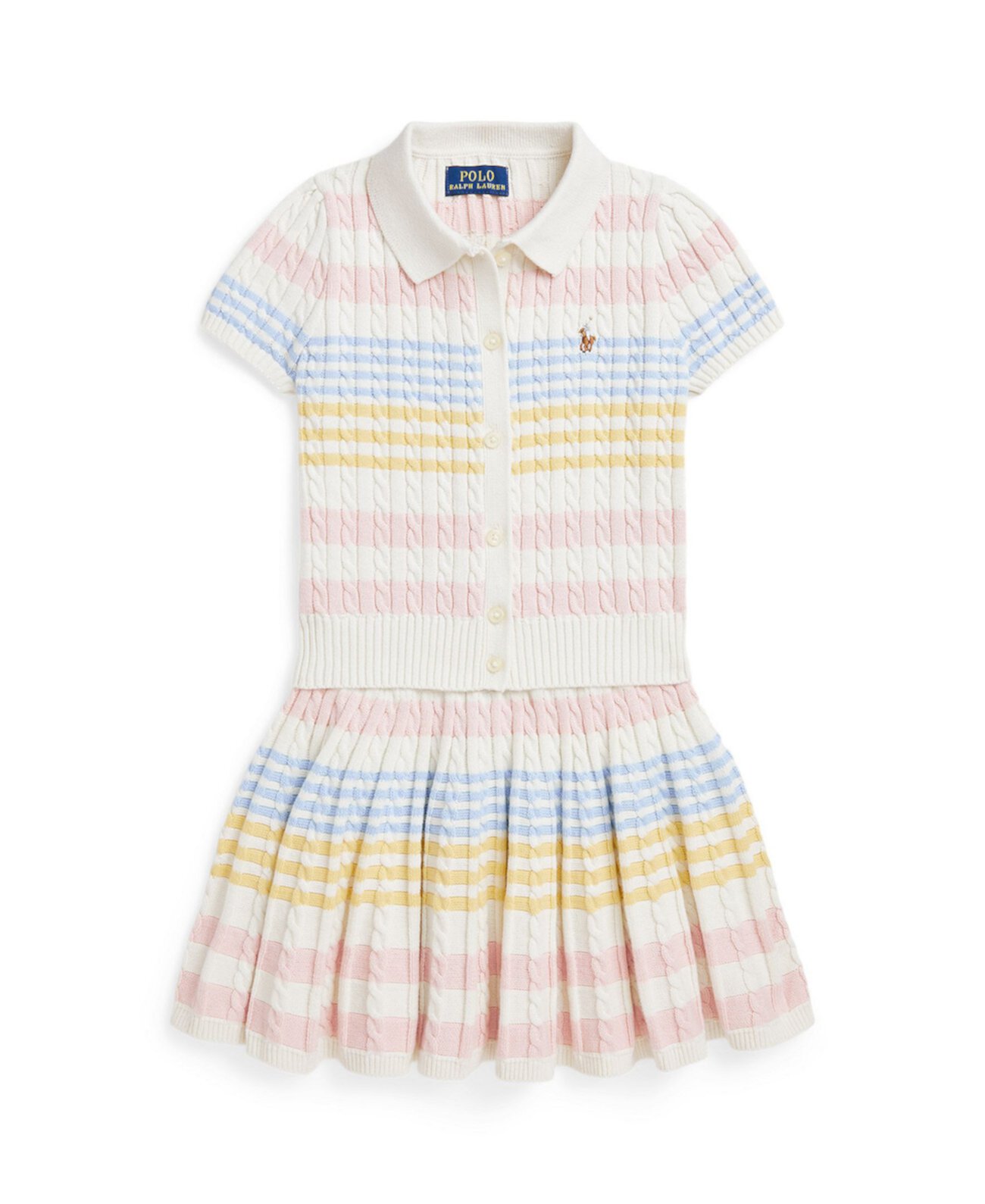 Toddler and Little Girls Striped Cotton Cardigan and Skirt Set Polo Ralph Lauren