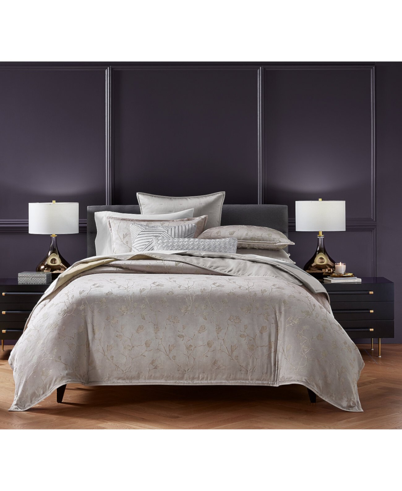 Sakura Blossom Greylac Comforter Set, Full/Queen, Exclusively at Macy’s Hotel Collection