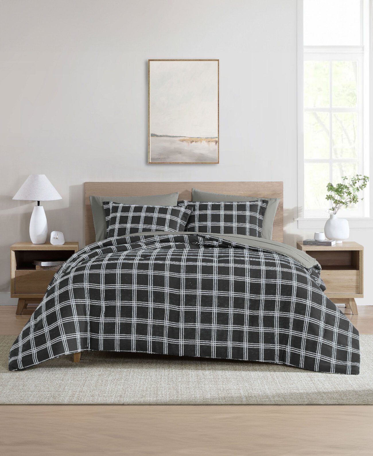 Grid Plaid Reversible 7-Pc. Comforter Set, King Swift