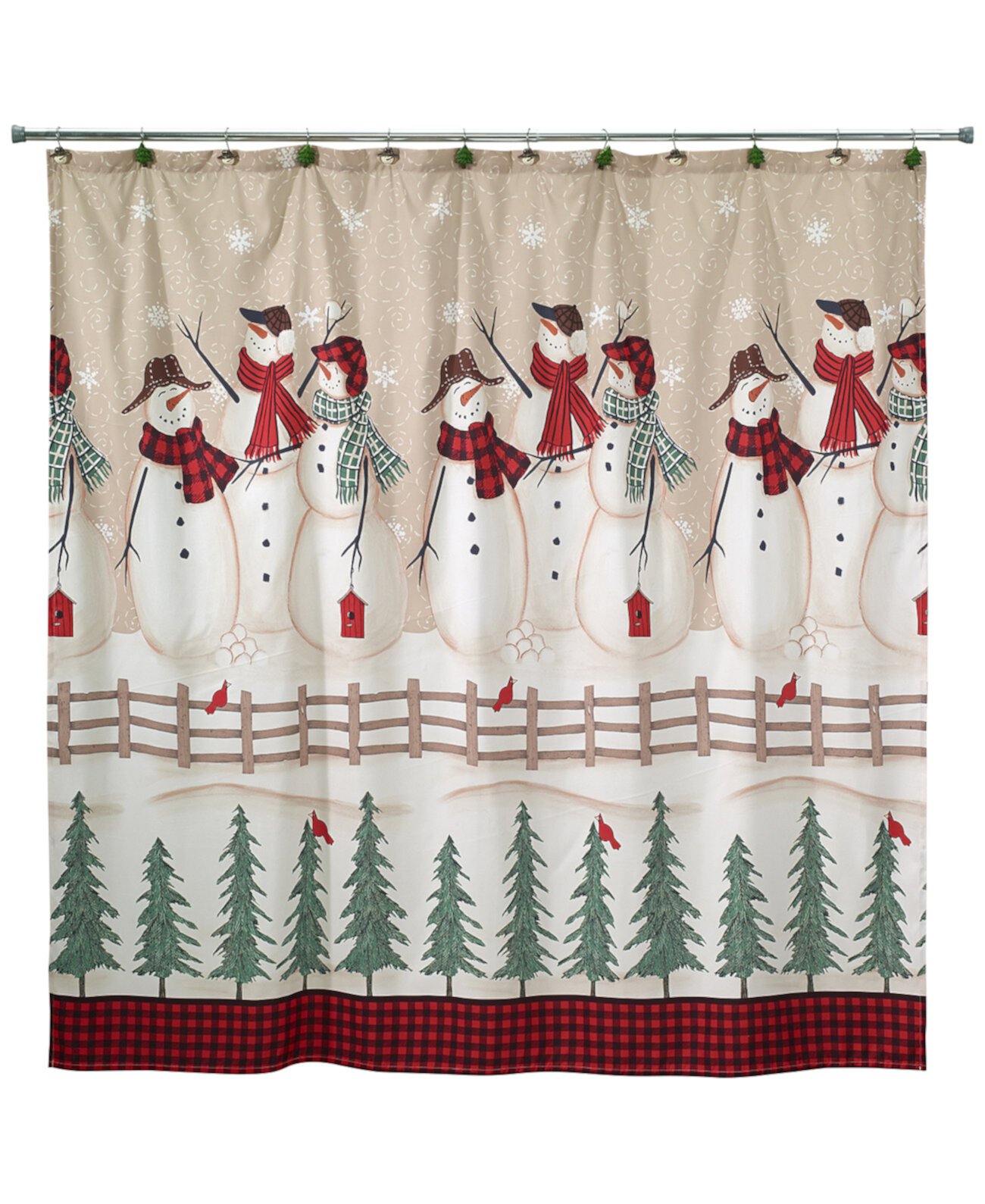 Snowman Gathering Holiday Shower Curtain, 72" x 72" Avanti