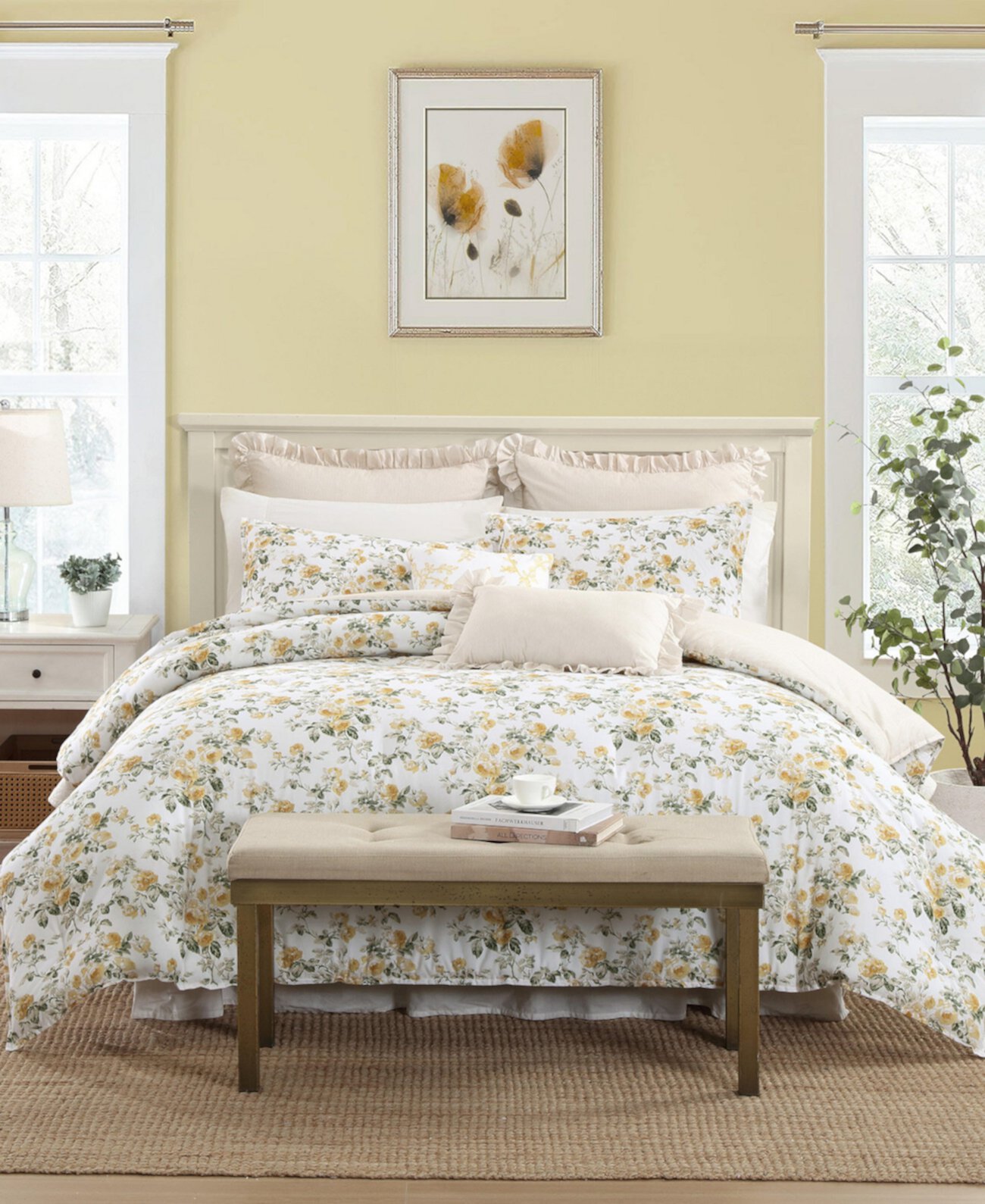 Laura Ashley Roses Reversible 7-Pc. Comforter Set, Full/Queen Macy's