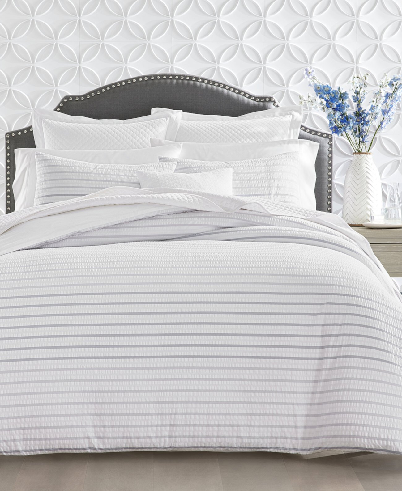 Seersucker Ombre Stripe, King Comforter Set, Exclusively at Macy’s Charter Club