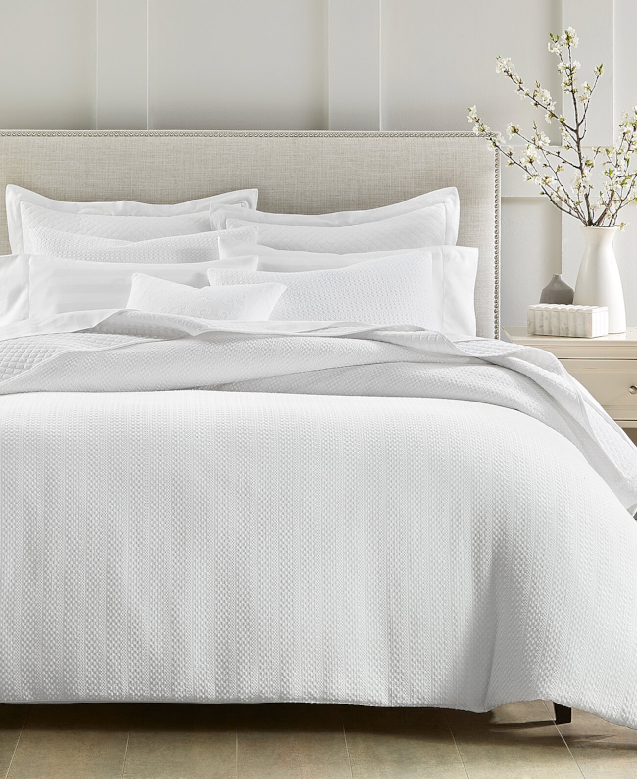 Waffle Stripe 3-Pc. Comforter Set, Full/Queen, Exclusively at Macy’s Charter Club