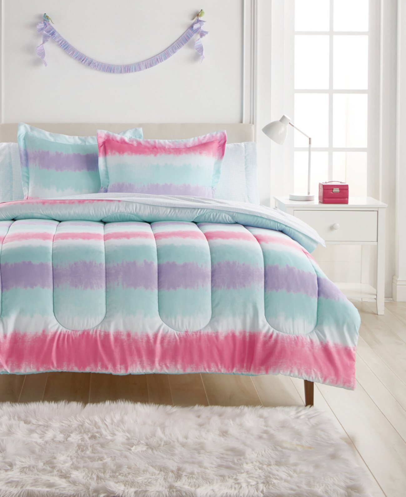 Kids Tie Dye Stripe Comforter Set, Twin Dream Factory