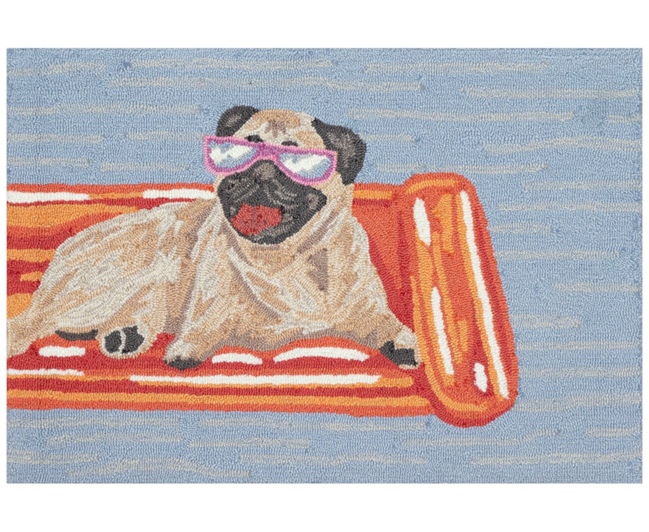 Frontporch Pool Party Pug 1'8"x2'6" Area Rug Liora Manne