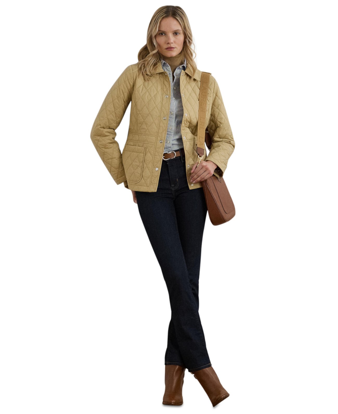 Women's Button-Front Collarless Coat LAUREN Ralph Lauren